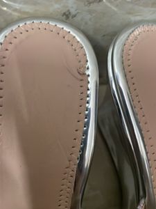 Sparkly Silver Wedge Slides