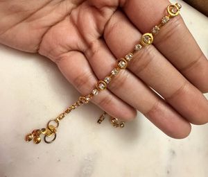 Delicate Gold Anklet with Rhinestones
