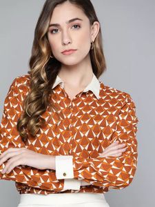 Geometric Print Button-Up