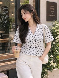 New with tag Korean Chic Double-Breasted Print Blo