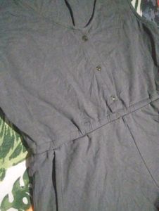 Stylish Grey Romper with Button Detail