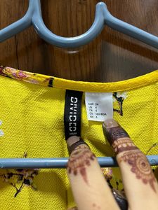 Yellow Floral Wrap Dress