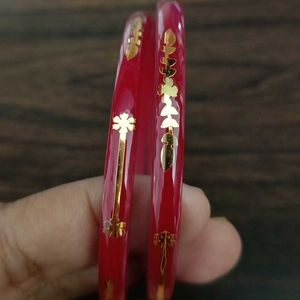 Red &amp; Gold Bangles (Polla Set of 2)