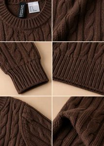 CHOCOLATE BROWN CABLE KNIT CROPPED SWEATER