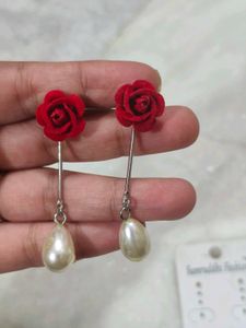 Rose &amp; Pearl Drop Earrings