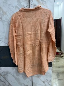 Embroidered Orange Striped Kurta