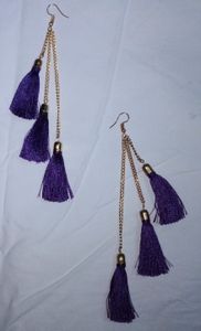 Purple Tassel Drop Earrings