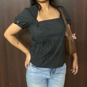 Polka Dot Square Neck Top
