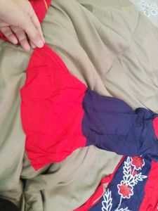 Red Dress with Floral Embroidery