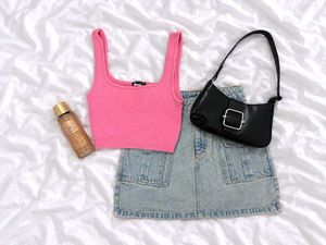 Pink Ribbed Tank Top