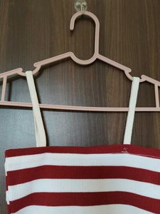 Red &amp; White Striped Tube Top
