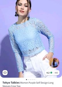 Light Blue Lace Crop Top