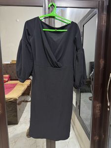 Black one piece dress+purple tshirt combo