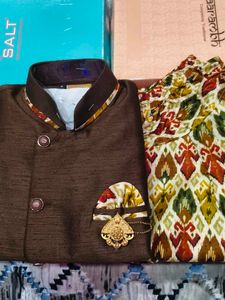 Kids Dark Brown Indo-Western Sherwani Set | Party