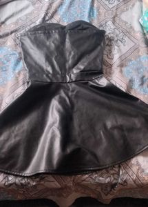 Fit &amp; Flare Leather Mini Dress