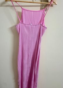 Pretty Pink Pleated Midi Dress