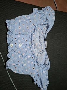 Blue Floral Crop Top
