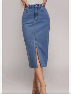 Classic Denim Midi Skirt