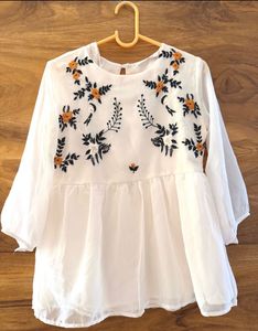 White Embroidered Top