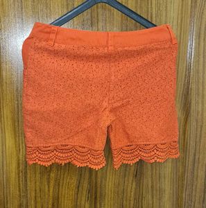 Chic Orange Lace Shorts