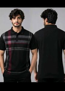 Men's Polo 6xl t-Shirt with Plaid Detail