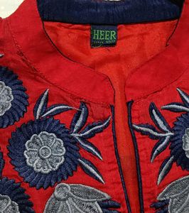 Embroidered Red Kurta