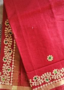 Beautiful Red Embroidered Saree with  blouse p