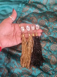Sparkling Tassel Earrings - Gold & Black
