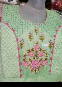 bust 38 Beautiful Green Floral Ethnic Gown