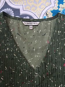 olive green casual plus office wear branded top