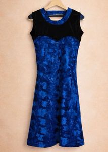 Vibrant Blue &amp; Black Sleeveless V-Neck Dress