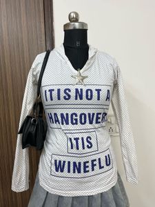 Graphic Print Hoodie with Denim Skirt Outfit