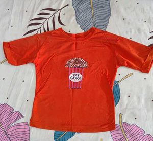 Cute Orange Popcorn Graphic Tee 🧡