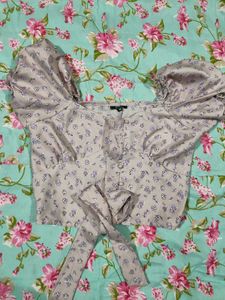 Floral Puff Sleeve Crop Top