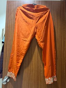 Orange Embroidered kurta set
