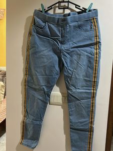Light Wash Jeans with Side Stripe