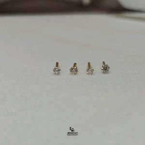 Sparkling Stud Earrings In Real Gold 1Pisce