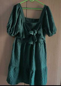 Green Puff Sleeve Mini Dress✨