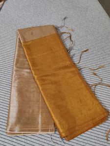 Beautiful Golden and silver (beige)Saree
