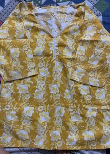 Yellow Floral Print Kurta