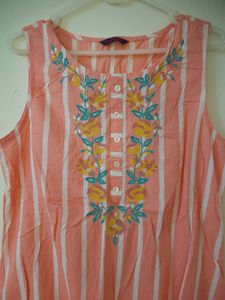 Elegant Peach Floral Kurta Set