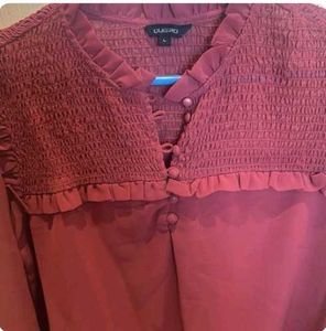 Burgundy Ruffle Top