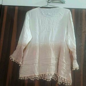 Embroidered Kurta with Tassels &amp; Pom-Poms