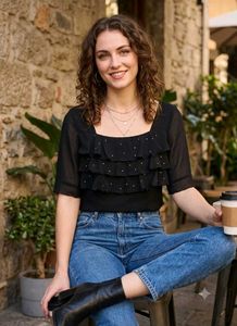Elegant Black Ruffled Top