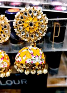 Stunning Yellow Floral Jhumka Earrings