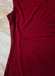 Sleeveless Red Knit Top