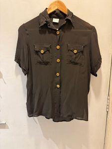 Chic Brown Button-Up Blouse