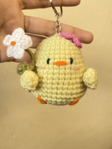 Handmade Crochet Chick Keychain