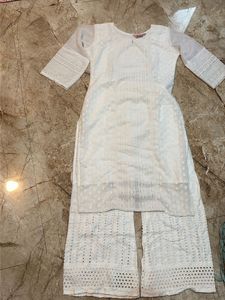 Elegant White Chikankari Kurta Set