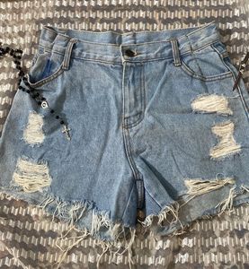 Distressed Denim Shorts